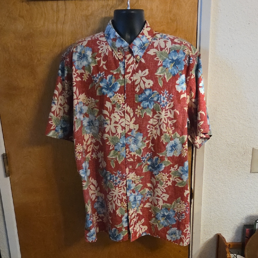 Vintage Reyn Spooner Hawaiian Shirt Men's XXL Red Floral Pattern Aloha 90s